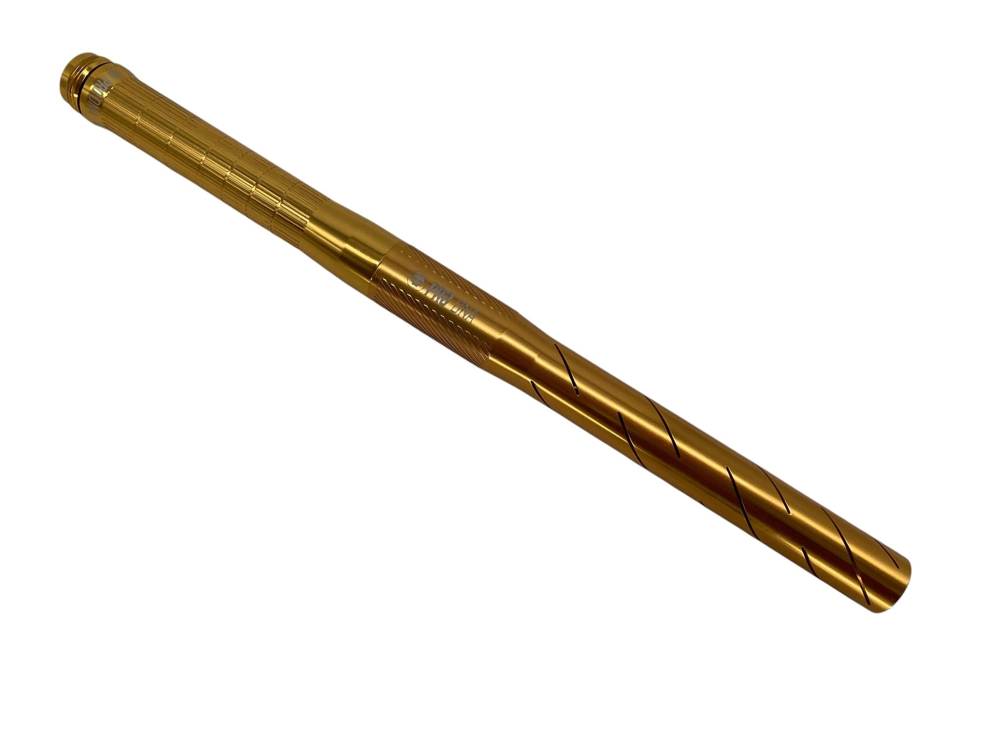 Used Infamous Silencio Power Grip + Silencio S63 Barrel Tip - Double Helix - Gloss Gold Paintball Gun from CPXBrosPaintball Buy/Sell/Trade Paintball Markers, New Paintball Guns, Paintball Hoppers, Paintball Masks, and Hormesis Headbands