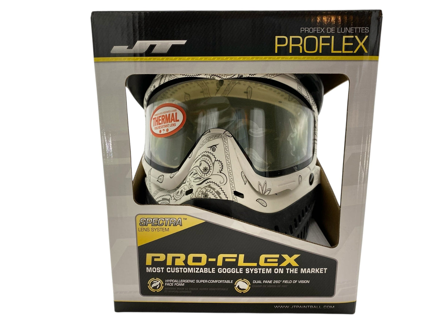 Used JT Spectra Proflex LE Goggle Bandana White w/Clear & Smoke Thermal Lens Paintball Gun from CPXBrosPaintball Buy/Sell/Trade Paintball Markers, New Paintball Guns, Paintball Hoppers, Paintball Masks, and Hormesis Headbands