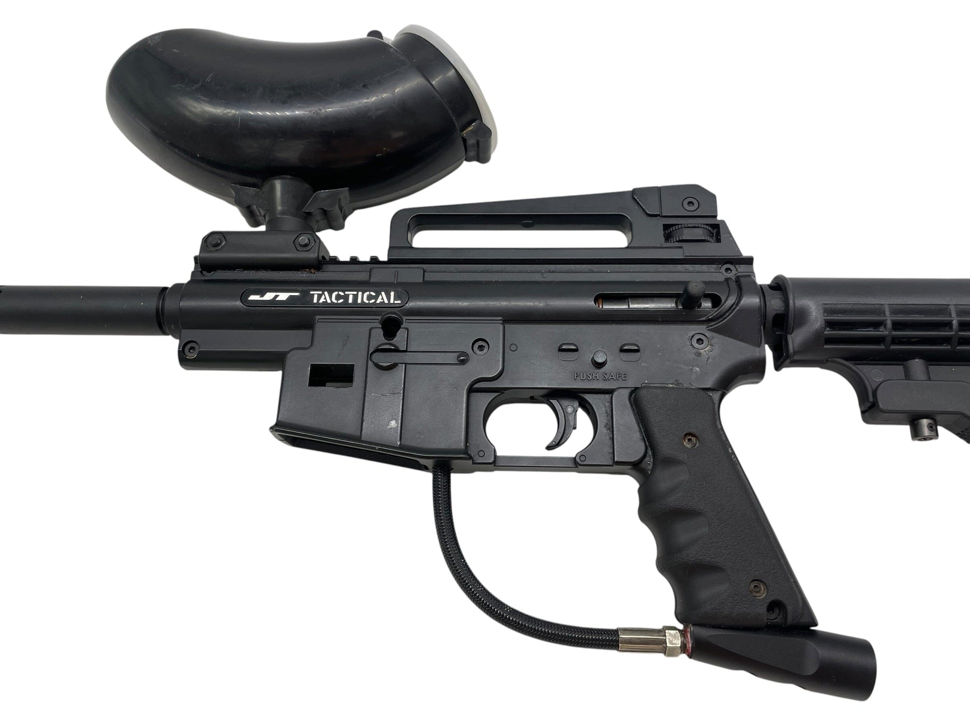 Used JT Tactical Black M4 Paintball Marker Gun Semi Auto (Tippmann Clone) Paintball Gun from CPXBrosPaintball Buy/Sell/Trade Paintball Markers, New Paintball Guns, Paintball Hoppers, Paintball Masks, and Hormesis Headbands