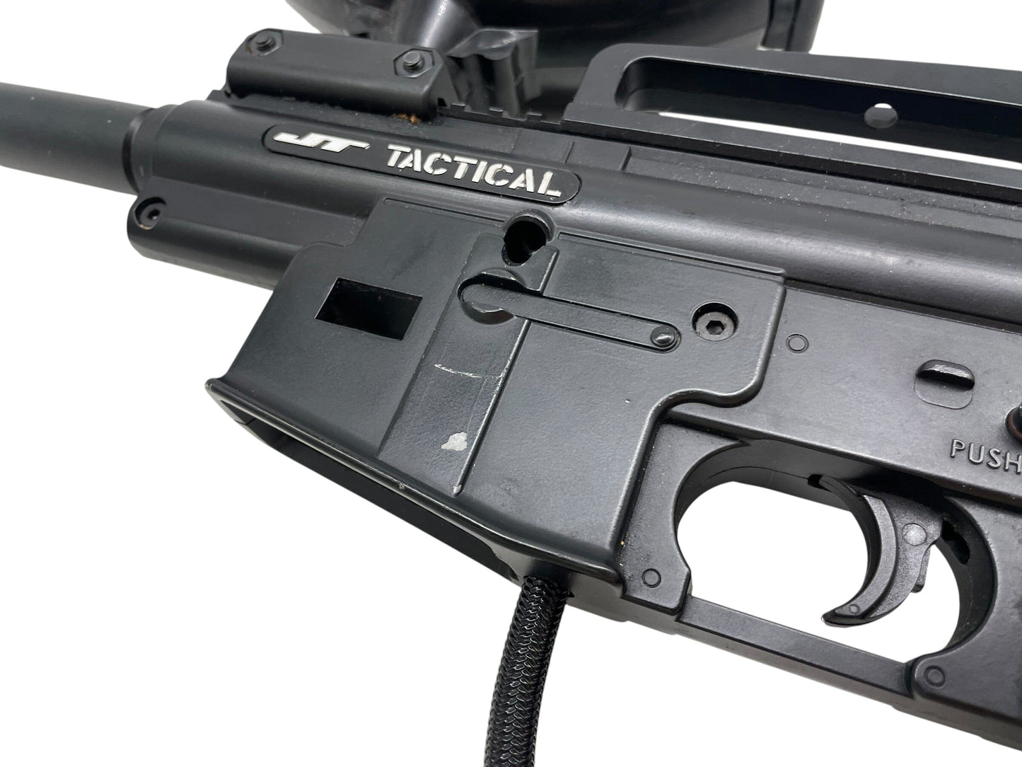Used JT Tactical Black M4 Paintball Marker Gun Semi Auto (Tippmann Clone) Paintball Gun from CPXBrosPaintball Buy/Sell/Trade Paintball Markers, New Paintball Guns, Paintball Hoppers, Paintball Masks, and Hormesis Headbands
