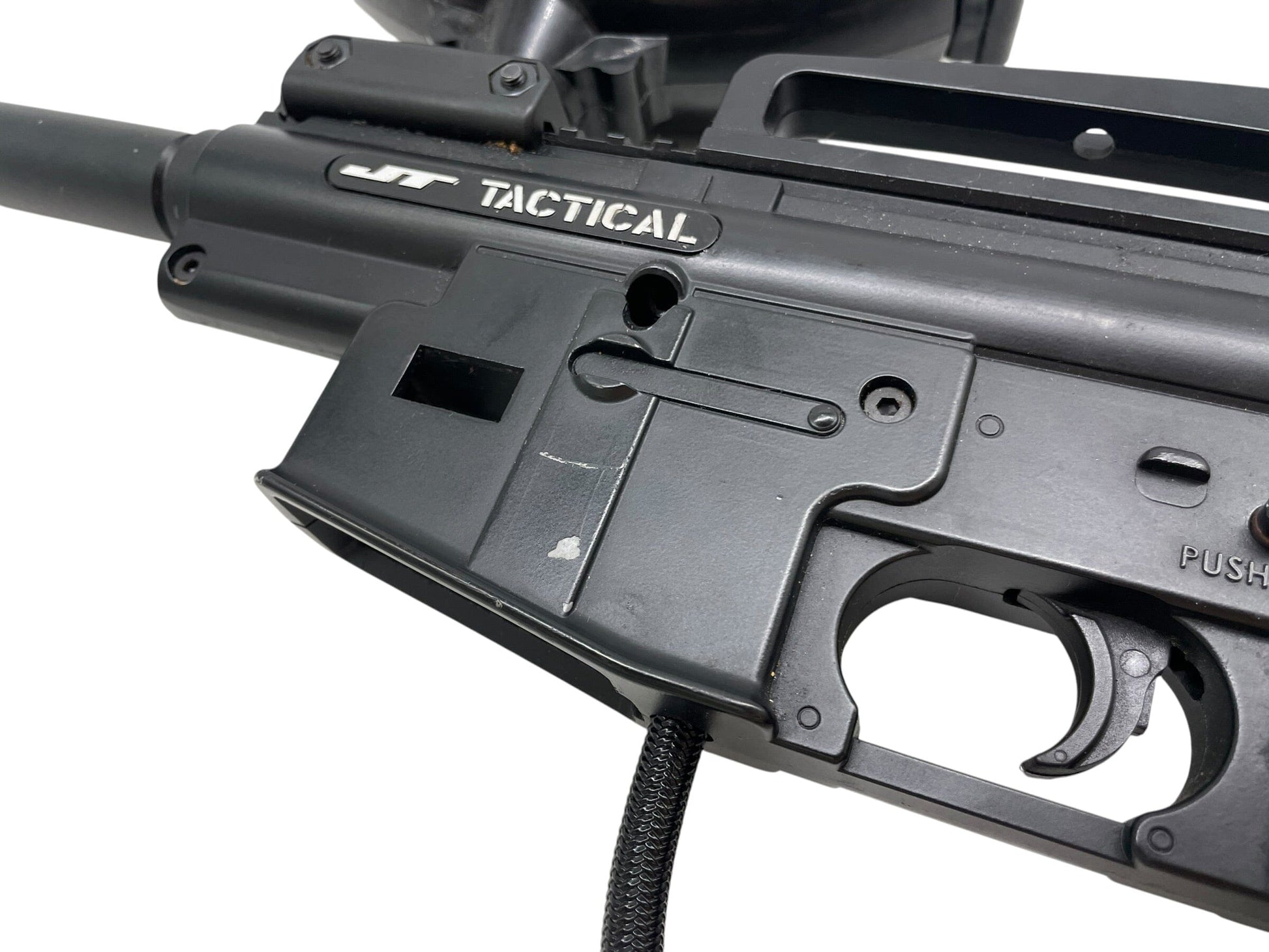 Used JT Tactical Black M4 Paintball Marker Gun Semi Auto (Tippmann Clone) Paintball Gun from CPXBrosPaintball Buy/Sell/Trade Paintball Markers, New Paintball Guns, Paintball Hoppers, Paintball Masks, and Hormesis Headbands