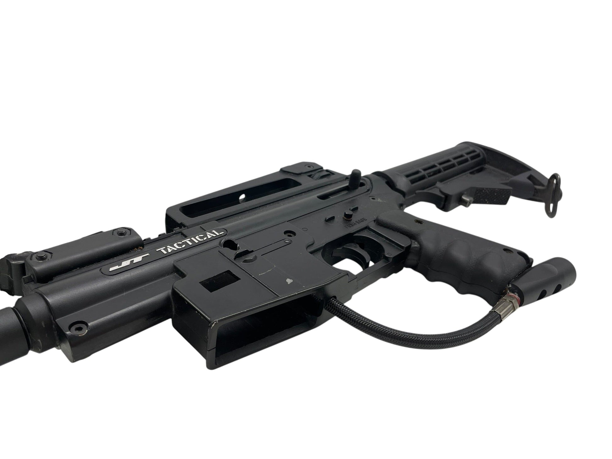 Used JT Tactical Black M4 Paintball Marker Gun Semi Auto (Tippmann Clone) Paintball Gun from CPXBrosPaintball Buy/Sell/Trade Paintball Markers, New Paintball Guns, Paintball Hoppers, Paintball Masks, and Hormesis Headbands