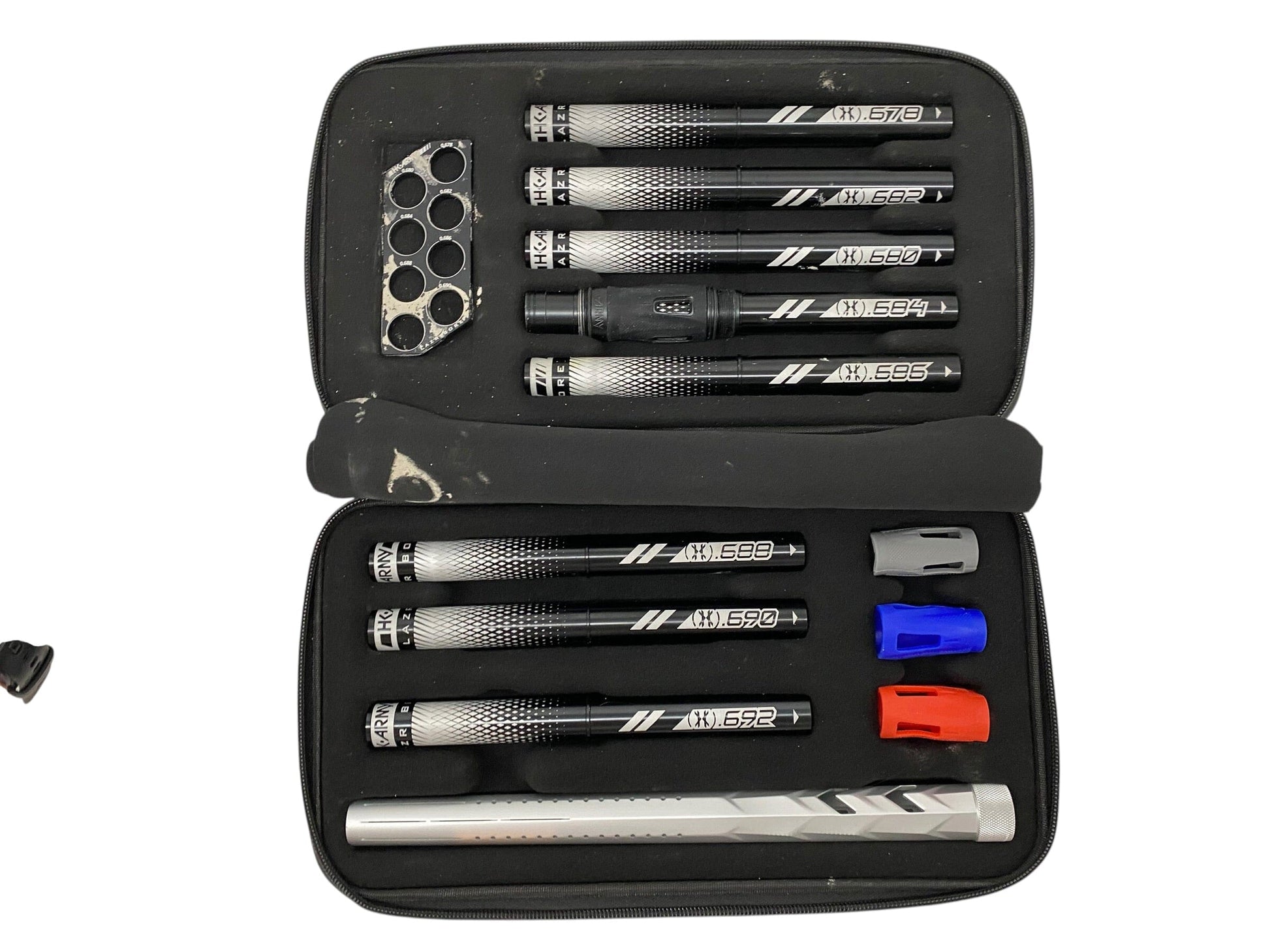 Used LAZR Elite Fossil Barrel Kit - 15" Dust Silver - Black Inserts- Cocker Threads Paintball Gun from CPXBrosPaintball Buy/Sell/Trade Paintball Markers, New Paintball Guns, Paintball Hoppers, Paintball Masks, and Hormesis Headbands