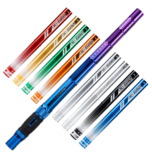 Used LAZR Elite Fractal Barrel Kit - 15" Blue/Purple Colored Inserts - Cocker Threads Paintball Gun from HK Army Clothing Buy/Sell/Trade Paintball Markers, New Paintball Guns, Paintball Hoppers, Paintball Masks, and Hormesis Headbands