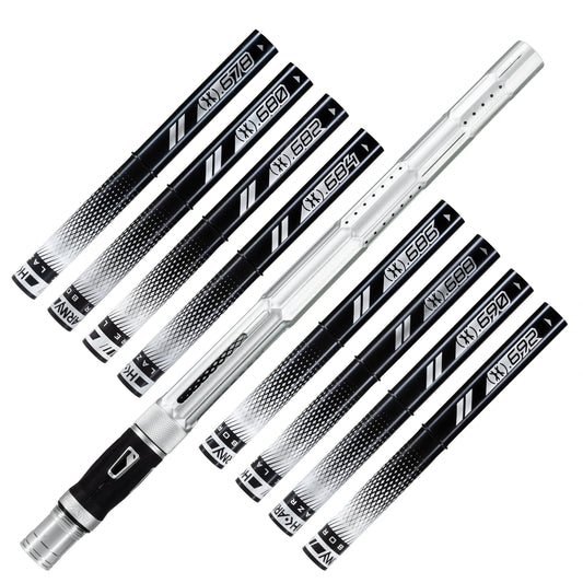 Used LAZR Elite Fractal Barrel Kit - 15" Dust Silver/Black Inserts - Cocker Threads Paintball Gun from HK Army Clothing Buy/Sell/Trade Paintball Markers, New Paintball Guns, Paintball Hoppers, Paintball Masks, and Hormesis Headbands