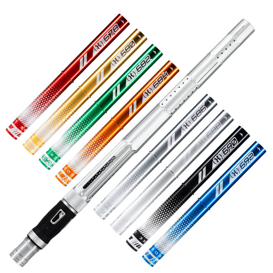 Used LAZR Elite Fractal Barrel Kit - 15" Dust Silver/Colored Inserts - Cocker Threads Paintball Gun from HK Army Clothing Buy/Sell/Trade Paintball Markers, New Paintball Guns, Paintball Hoppers, Paintball Masks, and Hormesis Headbands