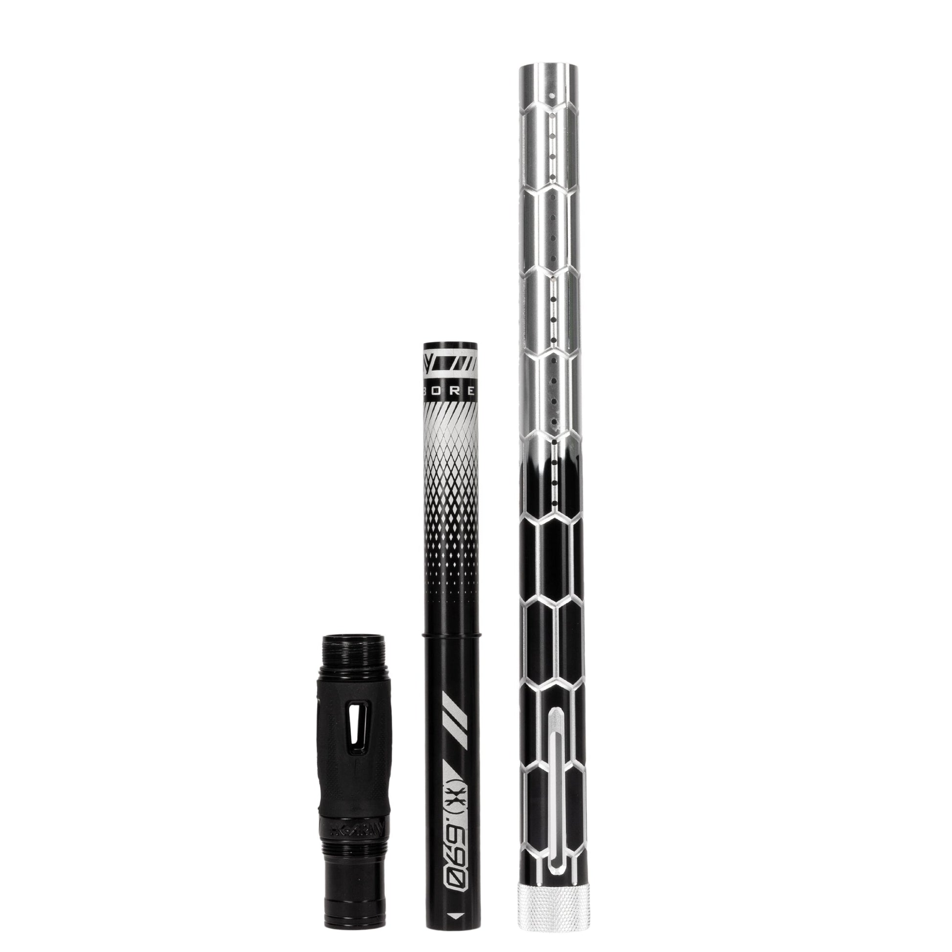 Used LAZR Elite Nexus Barrel Kit - 15" Black/Silver Fade - Black Inserts - Cocker Threads Paintball Gun from HK Army Clothing Buy/Sell/Trade Paintball Markers, New Paintball Guns, Paintball Hoppers, Paintball Masks, and Hormesis Headbands