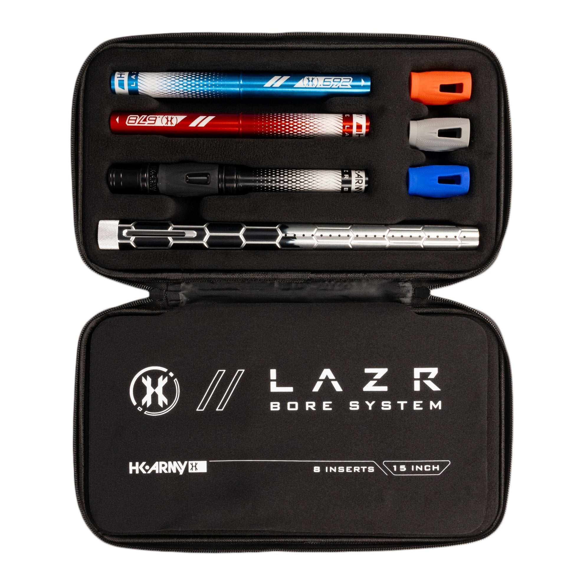 Used LAZR Elite Nexus Barrel Kit - 15" Black/Silver Fade - Colored Inserts - Cocker Threads Paintball Gun from HK Army Clothing Buy/Sell/Trade Paintball Markers, New Paintball Guns, Paintball Hoppers, Paintball Masks, and Hormesis Headbands