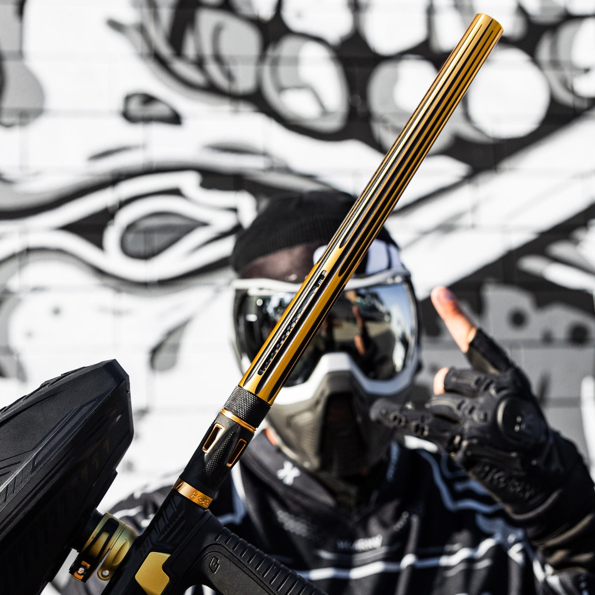Used LAZR Elite Nova Barrel Kit - 15" Gold/Black - Black Inserts - Cocker Threads Paintball Gun from HK Army Clothing Buy/Sell/Trade Paintball Markers, New Paintball Guns, Paintball Hoppers, Paintball Masks, and Hormesis Headbands