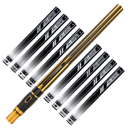 Used LAZR Elite Nova Barrel Kit - 15" Gold/Black - Black Inserts - Cocker Threads Paintball Gun from HK Army Clothing Buy/Sell/Trade Paintball Markers, New Paintball Guns, Paintball Hoppers, Paintball Masks, and Hormesis Headbands