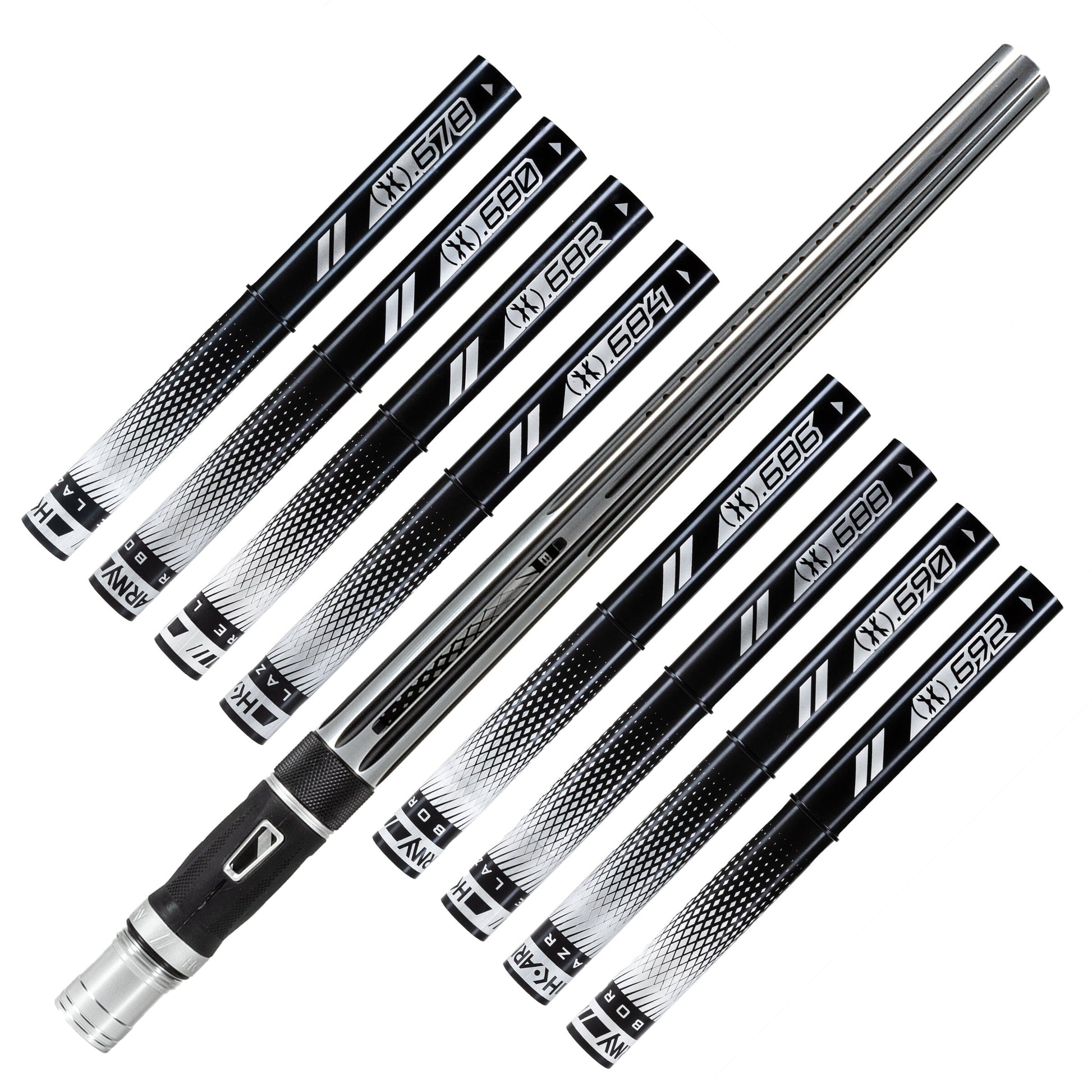 Used LAZR Elite Nova Barrel Kit - 15" Silver/Black - Black Inserts - Cocker Threads Paintball Gun from HK Army Clothing Buy/Sell/Trade Paintball Markers, New Paintball Guns, Paintball Hoppers, Paintball Masks, and Hormesis Headbands
