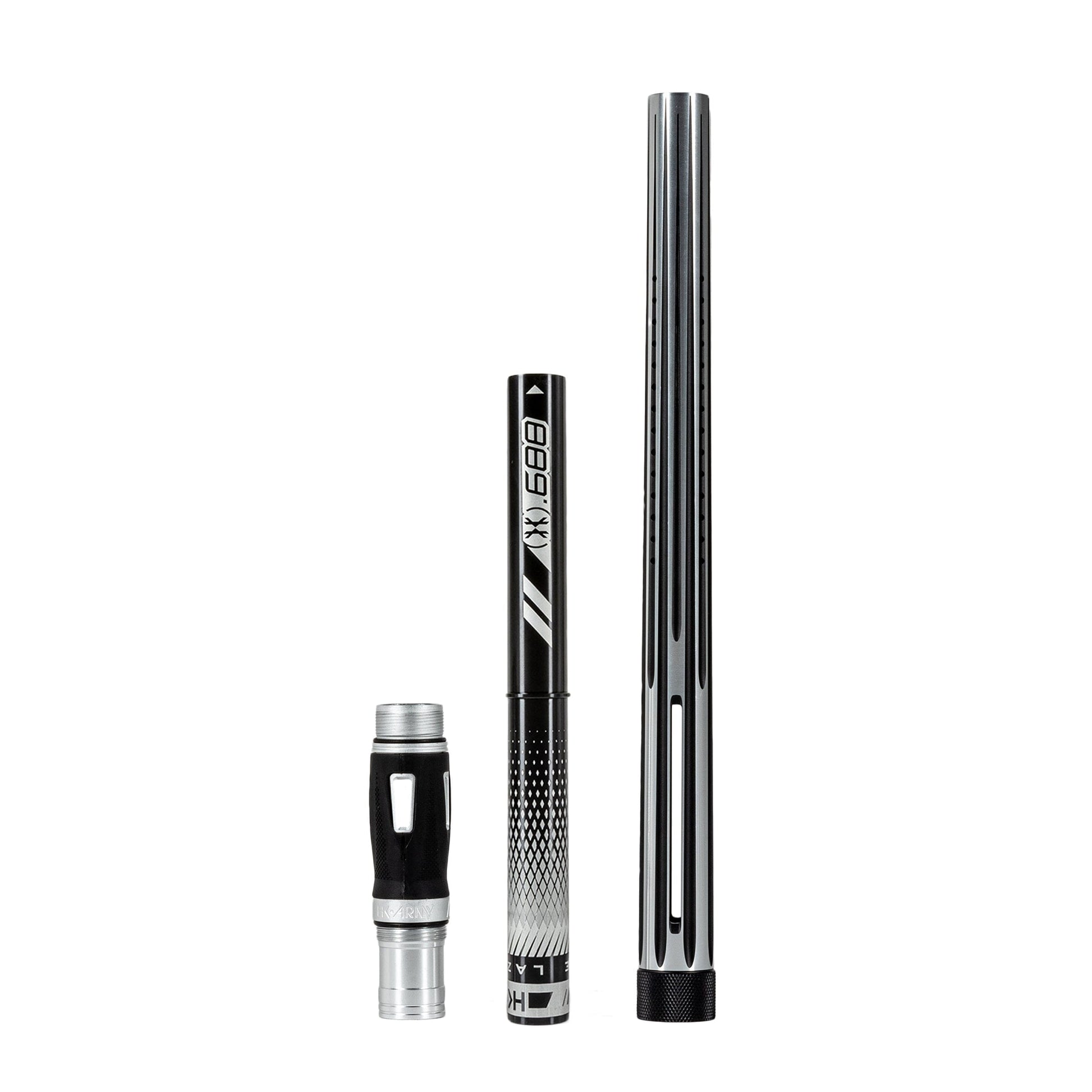 Used LAZR Elite Nova Barrel Kit - 15" Silver/Black - Black Inserts - Cocker Threads Paintball Gun from HK Army Clothing Buy/Sell/Trade Paintball Markers, New Paintball Guns, Paintball Hoppers, Paintball Masks, and Hormesis Headbands
