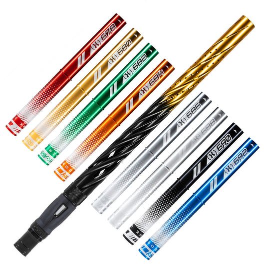 Used LAZR Elite Orbit Barrel Kit - 15" Black/Gold Fade - Colored Inserts - Cocker Threads Paintball Gun from HK Army Clothing Buy/Sell/Trade Paintball Markers, New Paintball Guns, Paintball Hoppers, Paintball Masks, and Hormesis Headbands