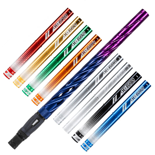 Used LAZR Elite Orbit Barrel Kit - 15" Black/Purple Fade - Colored Inserts - Cocker Threads Paintball Gun from HK Army Clothing Buy/Sell/Trade Paintball Markers, New Paintball Guns, Paintball Hoppers, Paintball Masks, and Hormesis Headbands