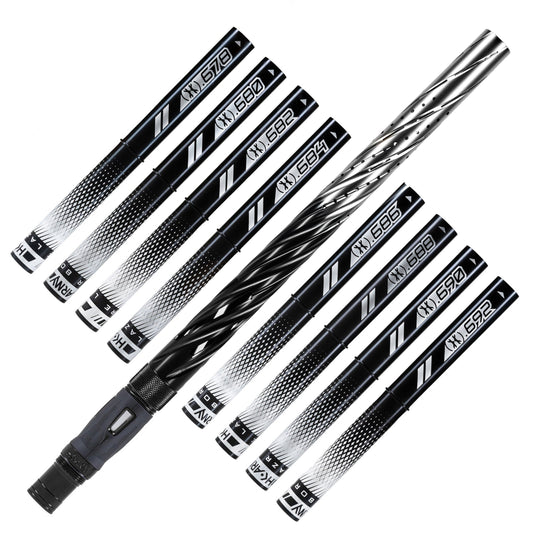 Used LAZR Elite Orbit Barrel Kit - 15" Black/Silver Fade - Black Inserts - Cocker Threads Paintball Gun from HK Army Clothing Buy/Sell/Trade Paintball Markers, New Paintball Guns, Paintball Hoppers, Paintball Masks, and Hormesis Headbands