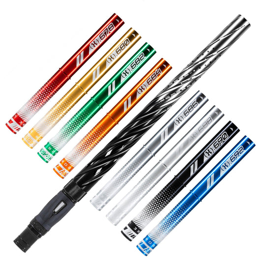Used LAZR Elite Orbit Barrel Kit - 15" Black/Silver Fade - Colored Inserts - Cocker Threads Paintball Gun from HK Army Clothing Buy/Sell/Trade Paintball Markers, New Paintball Guns, Paintball Hoppers, Paintball Masks, and Hormesis Headbands