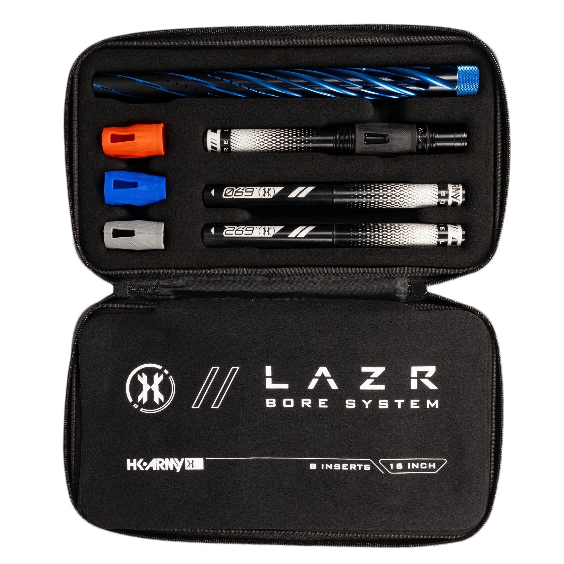 Used LAZR Elite Orbit Barrel Kit - 15" Dust Blue/Black - Black Inserts - Cocker Threads Paintball Gun from HK Army Clothing Buy/Sell/Trade Paintball Markers, New Paintball Guns, Paintball Hoppers, Paintball Masks, and Hormesis Headbands