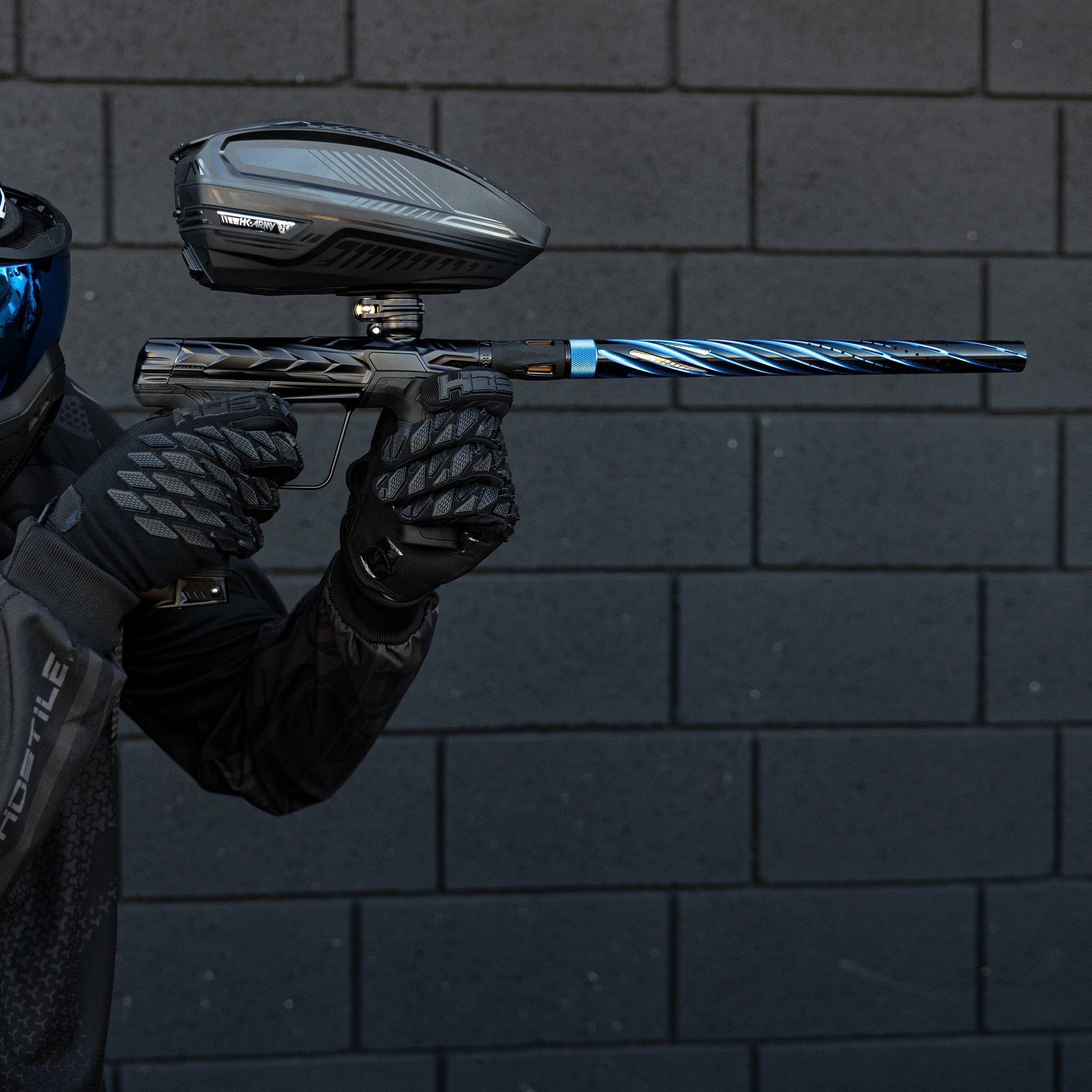 Used LAZR Elite Orbit Barrel Kit - 15" Dust Blue/Black - Colored Inserts - Cocker Threads Paintball Gun from HK Army Clothing Buy/Sell/Trade Paintball Markers, New Paintball Guns, Paintball Hoppers, Paintball Masks, and Hormesis Headbands