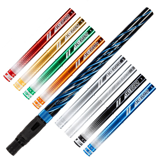 Used LAZR Elite Orbit Barrel Kit - 15" Dust Blue/Black - Colored Inserts - Cocker Threads Paintball Gun from HK Army Clothing Buy/Sell/Trade Paintball Markers, New Paintball Guns, Paintball Hoppers, Paintball Masks, and Hormesis Headbands