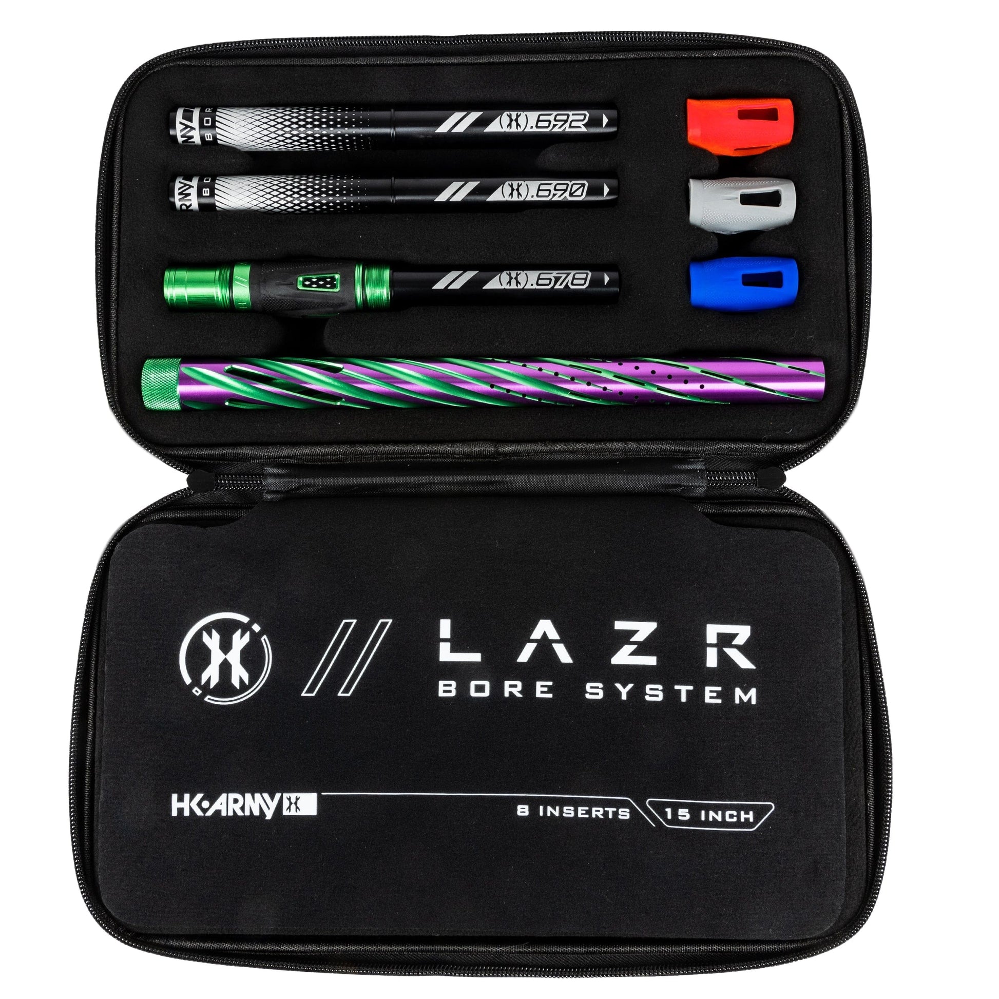 Used LAZR Elite Orbit Barrel Kit - 15" Green/Purple Black Inserts - Cocker Threads Paintball Gun from HK Army Clothing Buy/Sell/Trade Paintball Markers, New Paintball Guns, Paintball Hoppers, Paintball Masks, and Hormesis Headbands