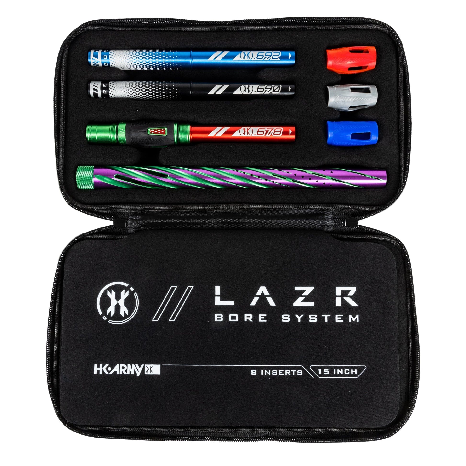 Used LAZR Elite Orbit Barrel Kit - 15" Green/Purple Colored Inserts - Cocker Threads Paintball Gun from HK Army Clothing Buy/Sell/Trade Paintball Markers, New Paintball Guns, Paintball Hoppers, Paintball Masks, and Hormesis Headbands