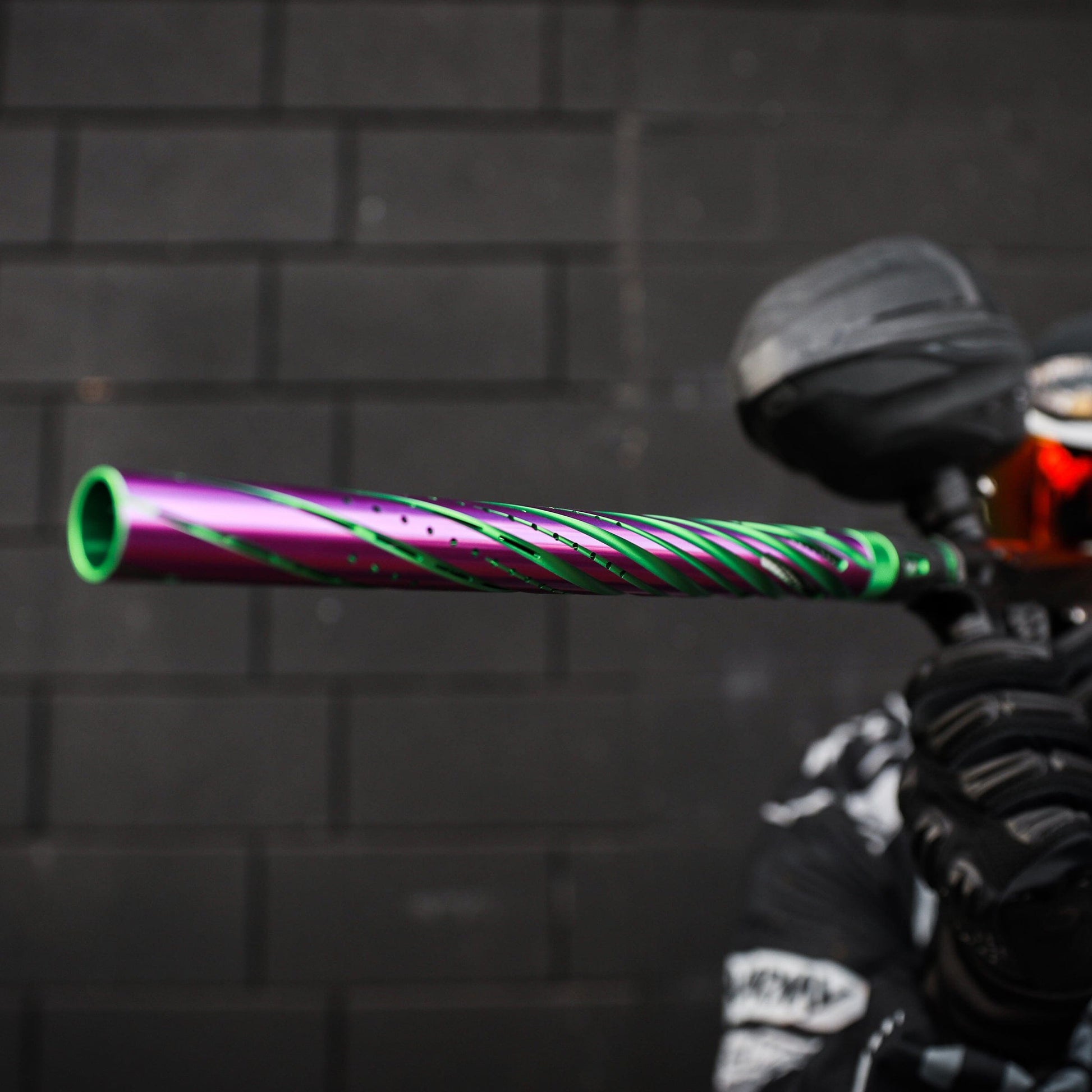 Used LAZR Elite Orbit Barrel Kit - 15" Green/Purple Colored Inserts - Cocker Threads Paintball Gun from HK Army Clothing Buy/Sell/Trade Paintball Markers, New Paintball Guns, Paintball Hoppers, Paintball Masks, and Hormesis Headbands