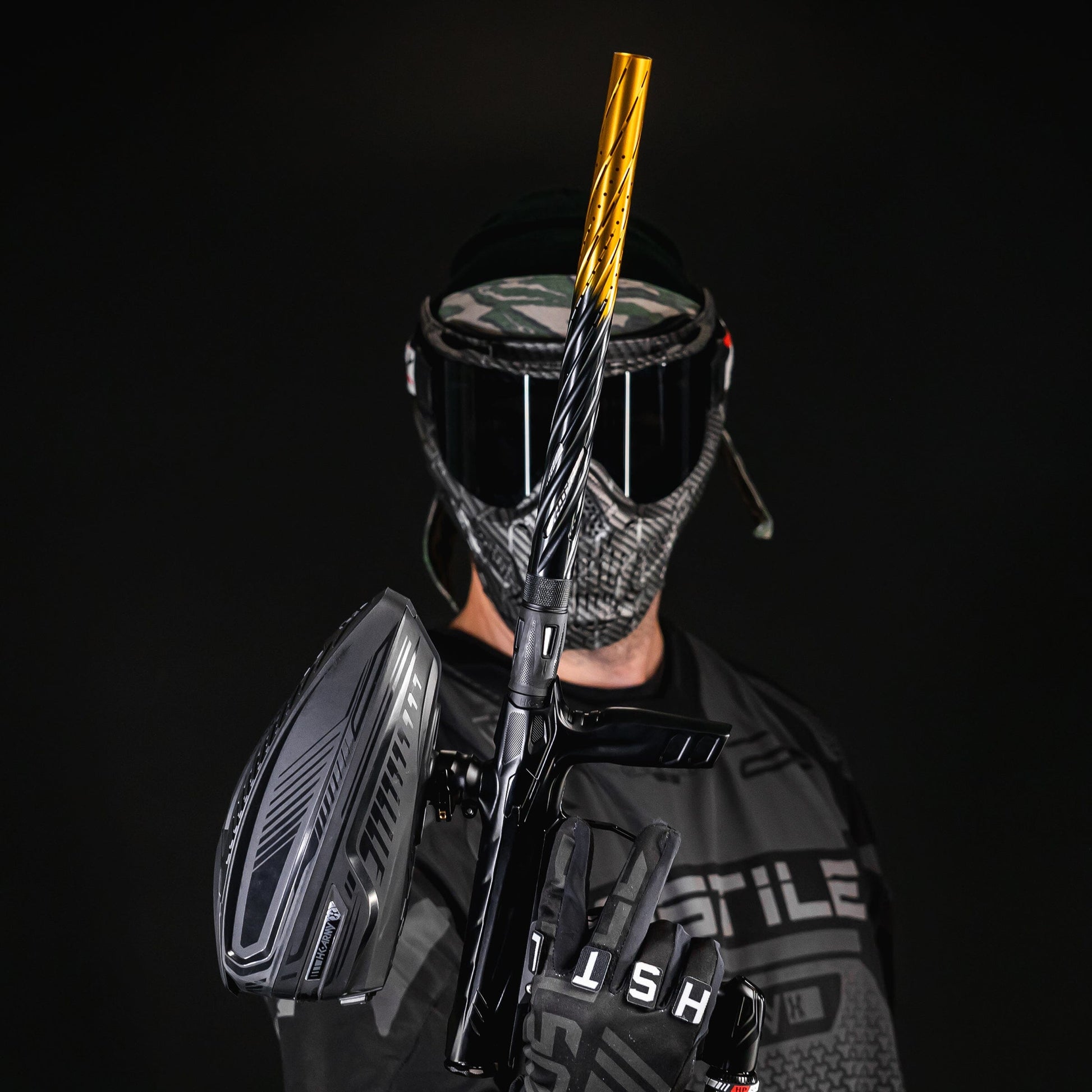 Used LAZR Elite Orbit Barrel Tip - Black/Gold Fade Paintball Gun from HK Army Clothing Buy/Sell/Trade Paintball Markers, New Paintball Guns, Paintball Hoppers, Paintball Masks, and Hormesis Headbands