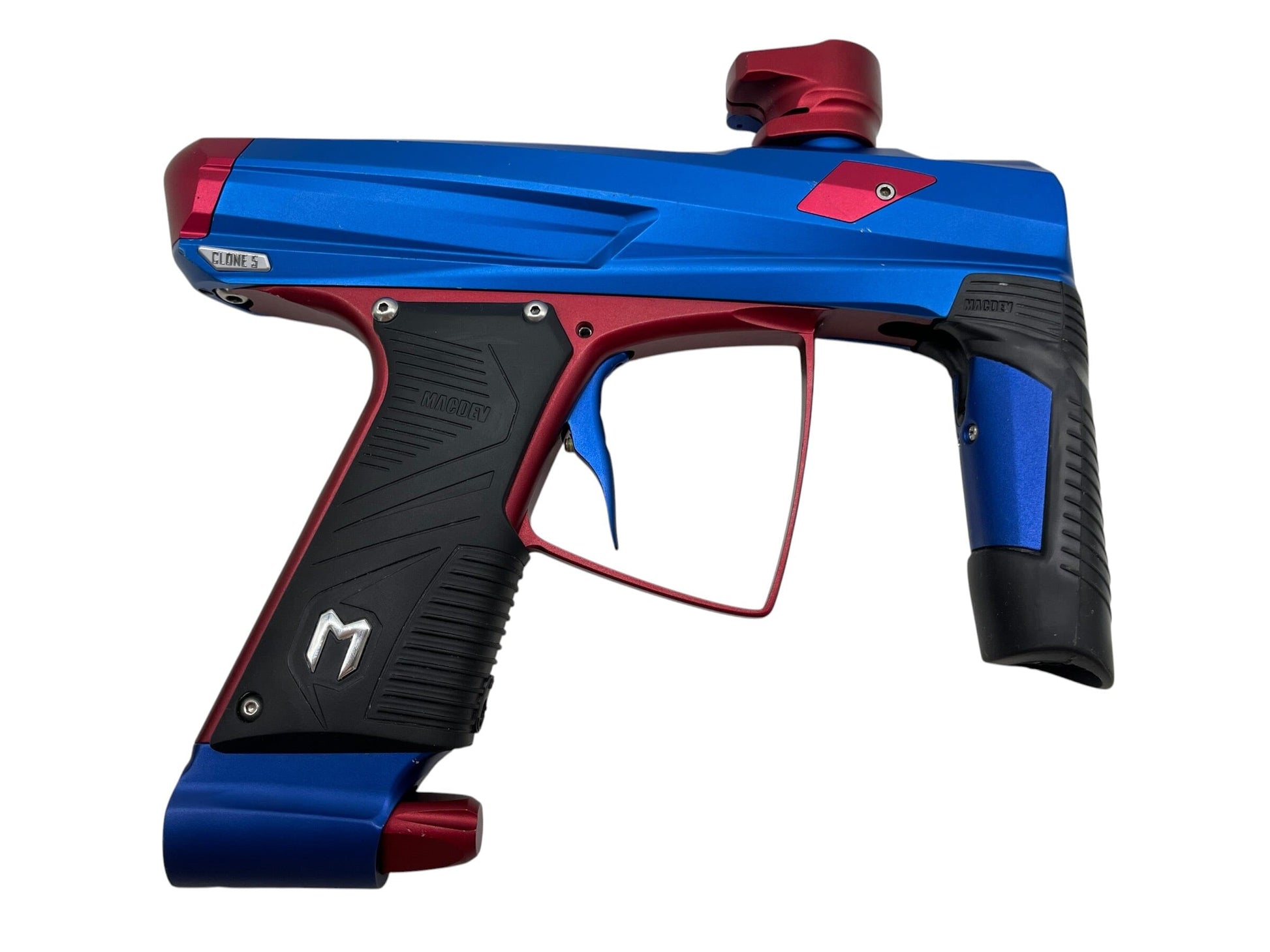 Used MacDev Clone 5 Blue/Red Paintball Gun Paintball Gun from CPXBrosPaintball Buy/Sell/Trade Paintball Markers, New Paintball Guns, Paintball Hoppers, Paintball Masks, and Hormesis Headbands