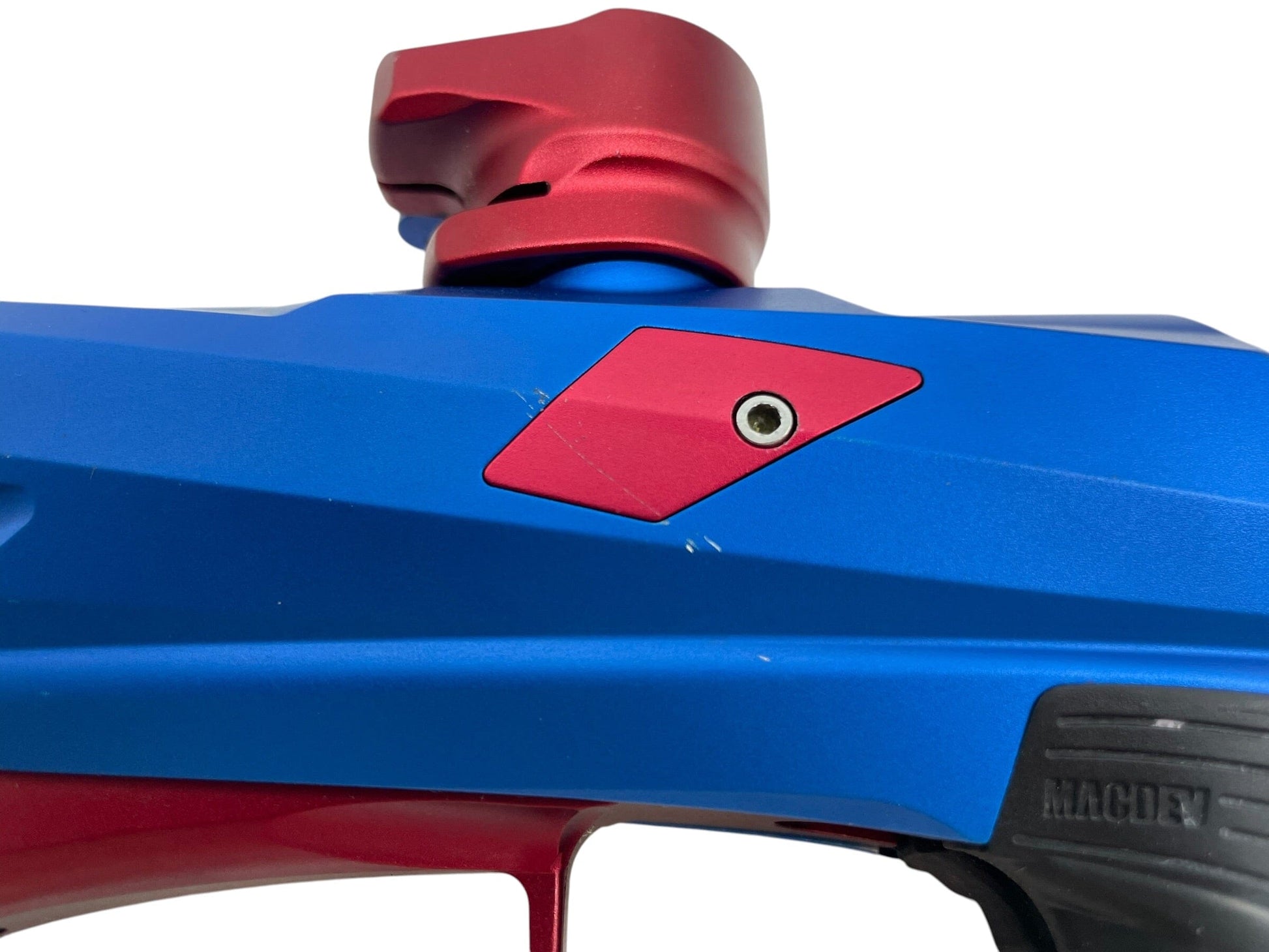 Used MacDev Clone 5 Blue/Red Paintball Gun Paintball Gun from CPXBrosPaintball Buy/Sell/Trade Paintball Markers, New Paintball Guns, Paintball Hoppers, Paintball Masks, and Hormesis Headbands