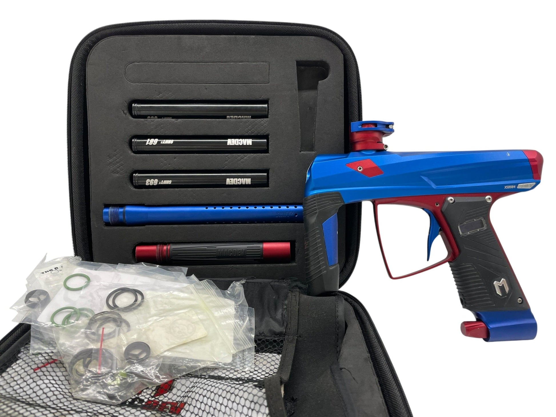 Used MacDev Clone 5 Blue/Red Paintball Gun Paintball Gun from CPXBrosPaintball Buy/Sell/Trade Paintball Markers, New Paintball Guns, Paintball Hoppers, Paintball Masks, and Hormesis Headbands