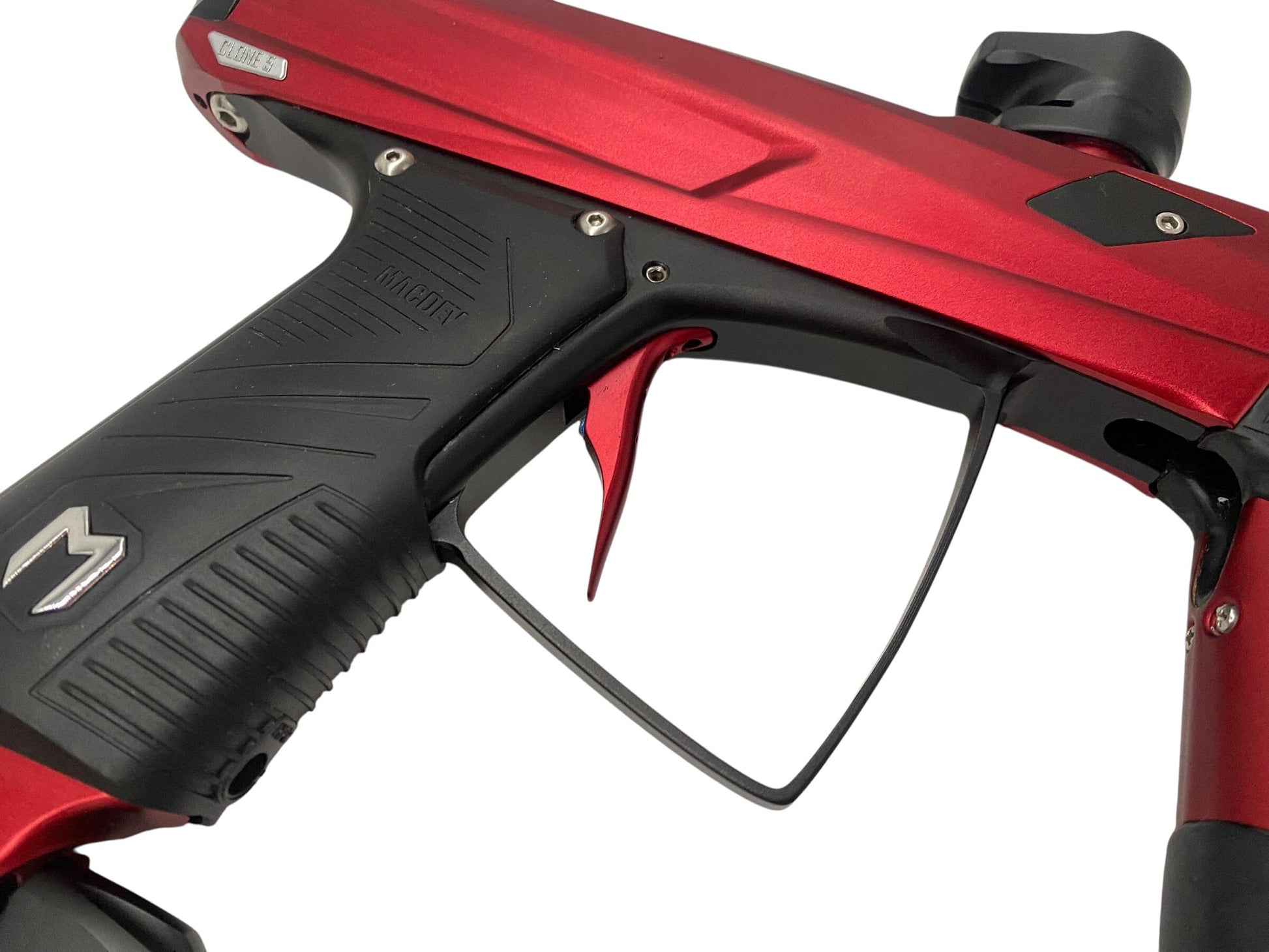 Used MacDev Clone 5 Red/Black Paintball Gun Paintball Gun from CPXBrosPaintball Buy/Sell/Trade Paintball Markers, New Paintball Guns, Paintball Hoppers, Paintball Masks, and Hormesis Headbands