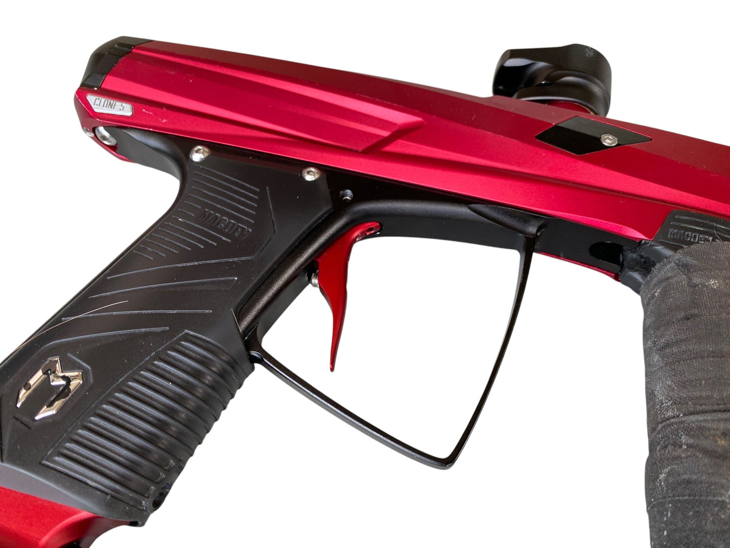 Used MacDev Clone 5 Red/Black Paintball Gun Paintball Gun from CPXBrosPaintball Buy/Sell/Trade Paintball Markers, New Paintball Guns, Paintball Hoppers, Paintball Masks, and Hormesis Headbands