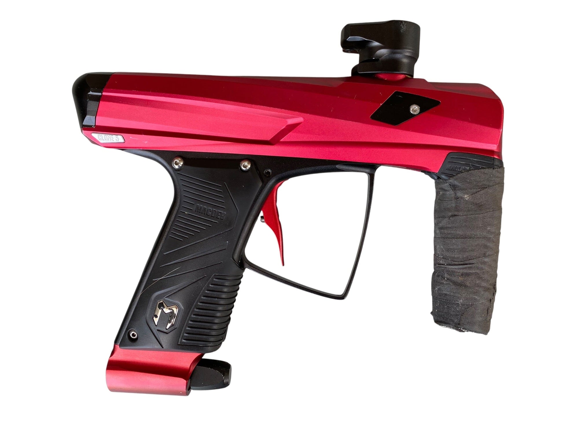 Used MacDev Clone 5 Red/Black Paintball Gun Paintball Gun from CPXBrosPaintball Buy/Sell/Trade Paintball Markers, New Paintball Guns, Paintball Hoppers, Paintball Masks, and Hormesis Headbands