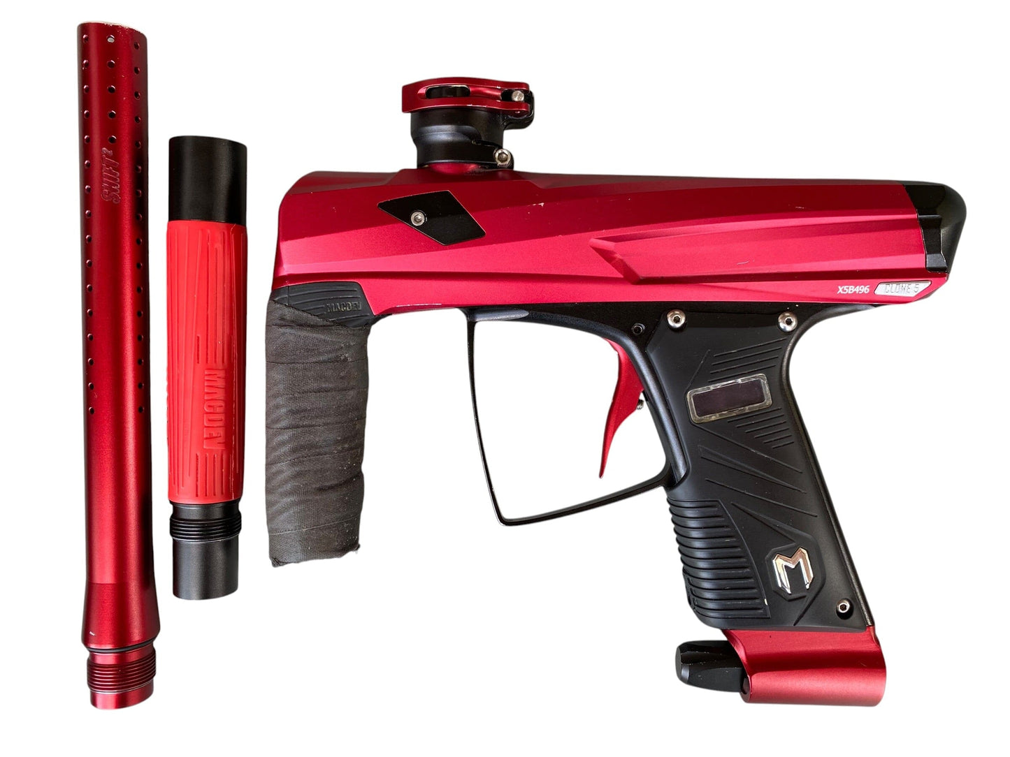 Used MacDev Clone 5 Red/Black Paintball Gun Paintball Gun from CPXBrosPaintball Buy/Sell/Trade Paintball Markers, New Paintball Guns, Paintball Hoppers, Paintball Masks, and Hormesis Headbands