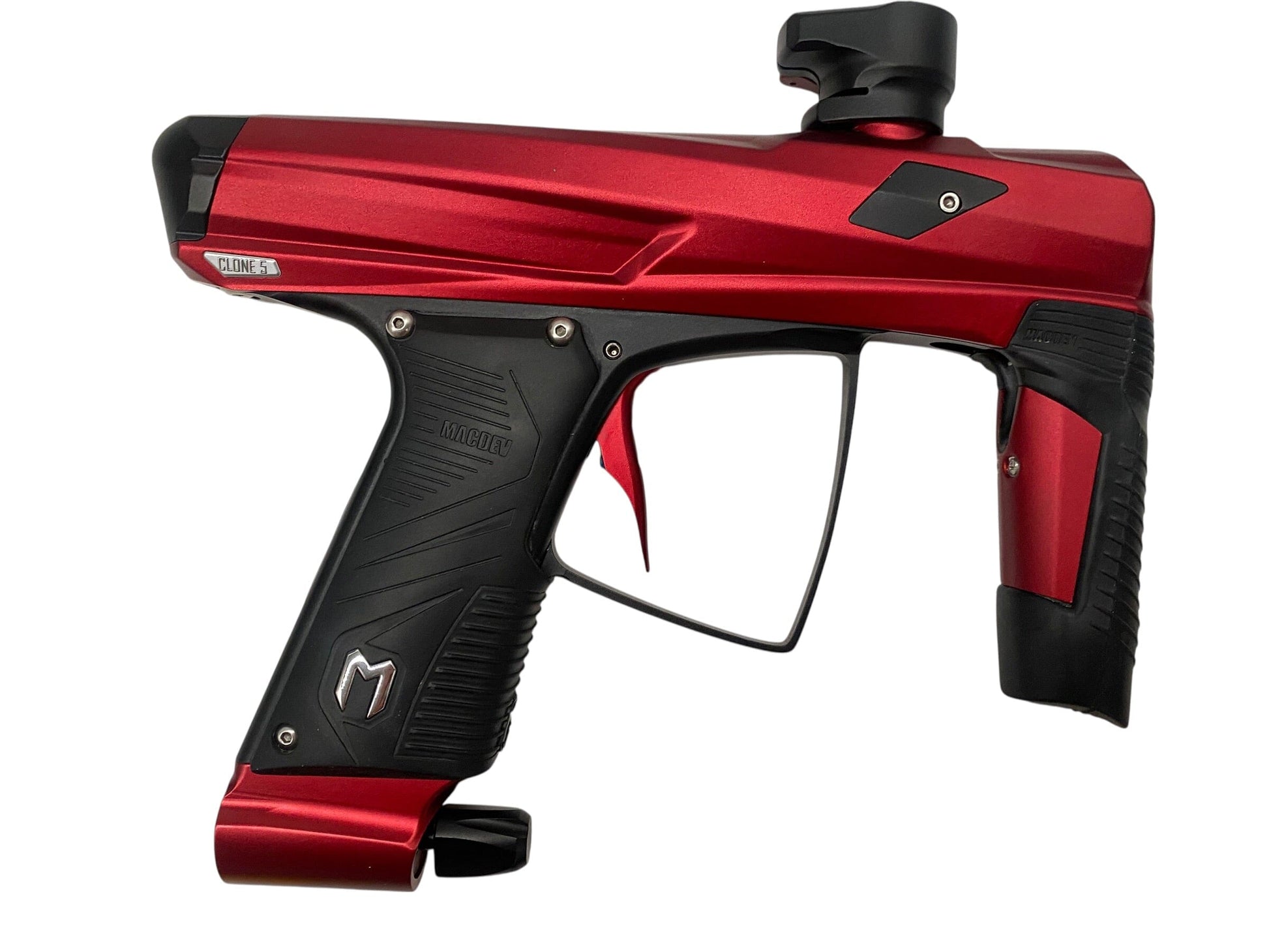 Used MacDev Clone 5 Red/Black Paintball Gun Paintball Gun from CPXBrosPaintball Buy/Sell/Trade Paintball Markers, New Paintball Guns, Paintball Hoppers, Paintball Masks, and Hormesis Headbands