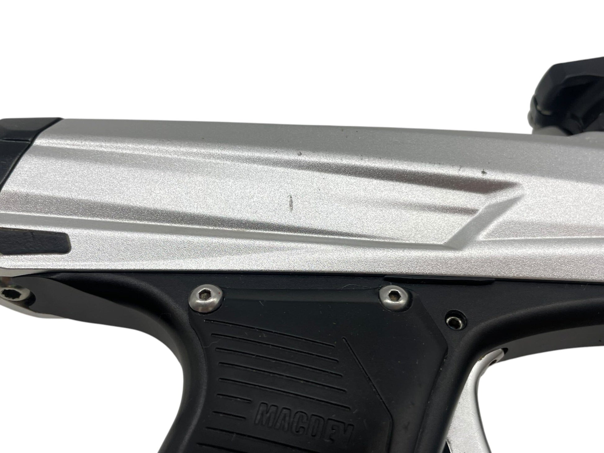 Used MacDev Clone 5 Silver/Black Paintball Gun Paintball Gun from CPXBrosPaintball Buy/Sell/Trade Paintball Markers, New Paintball Guns, Paintball Hoppers, Paintball Masks, and Hormesis Headbands