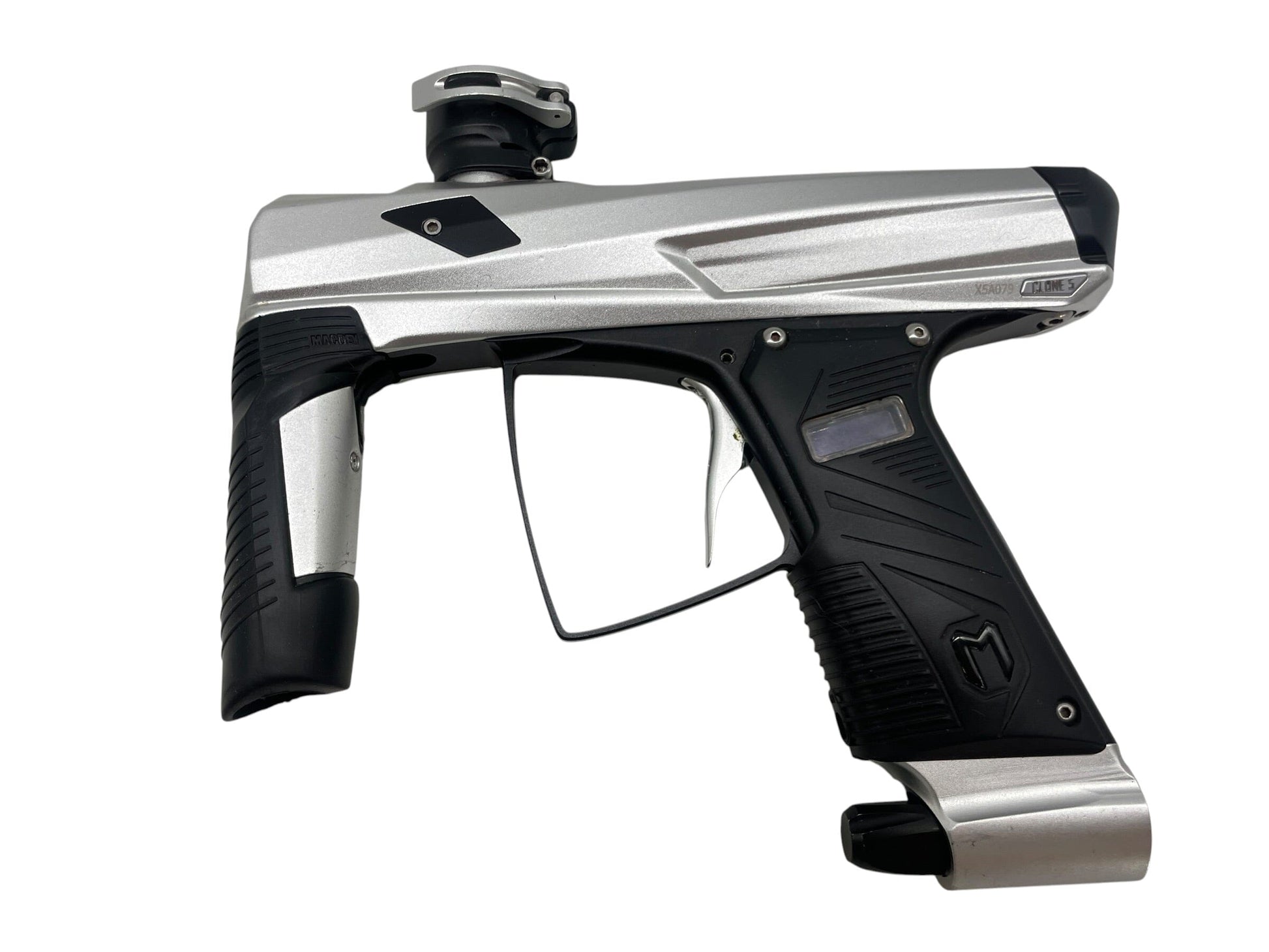 Used MacDev Clone 5 Silver/Black Paintball Gun Paintball Gun from CPXBrosPaintball Buy/Sell/Trade Paintball Markers, New Paintball Guns, Paintball Hoppers, Paintball Masks, and Hormesis Headbands