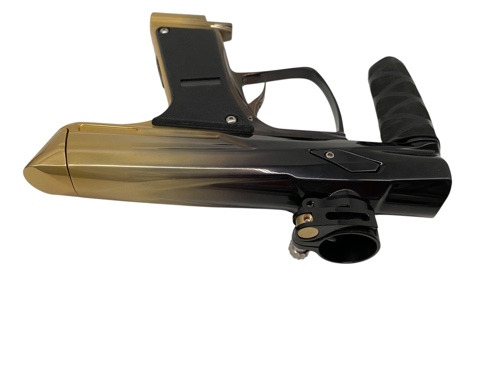 Used MacDev Clone Gti Paintball Gun Black Gold Fade Paintball Gun from CPXBrosPaintball Buy/Sell/Trade Paintball Markers, New Paintball Guns, Paintball Hoppers, Paintball Masks, and Hormesis Headbands