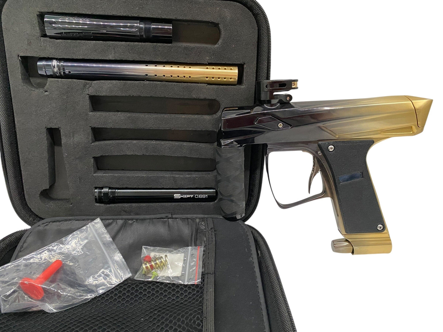 Used MacDev Clone Gti Paintball Gun Black Gold Fade Paintball Gun from CPXBrosPaintball Buy/Sell/Trade Paintball Markers, New Paintball Guns, Paintball Hoppers, Paintball Masks, and Hormesis Headbands
