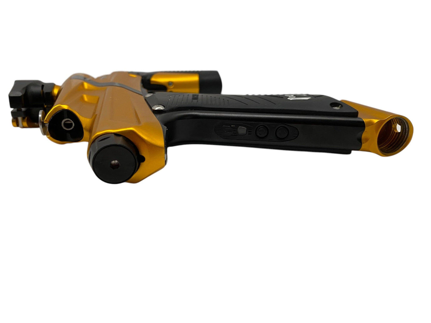 Used MacDev Cyborg 6 Gold/Black Paintball Gun Paintball Gun from CPXBrosPaintball Buy/Sell/Trade Paintball Markers, New Paintball Guns, Paintball Hoppers, Paintball Masks, and Hormesis Headbands