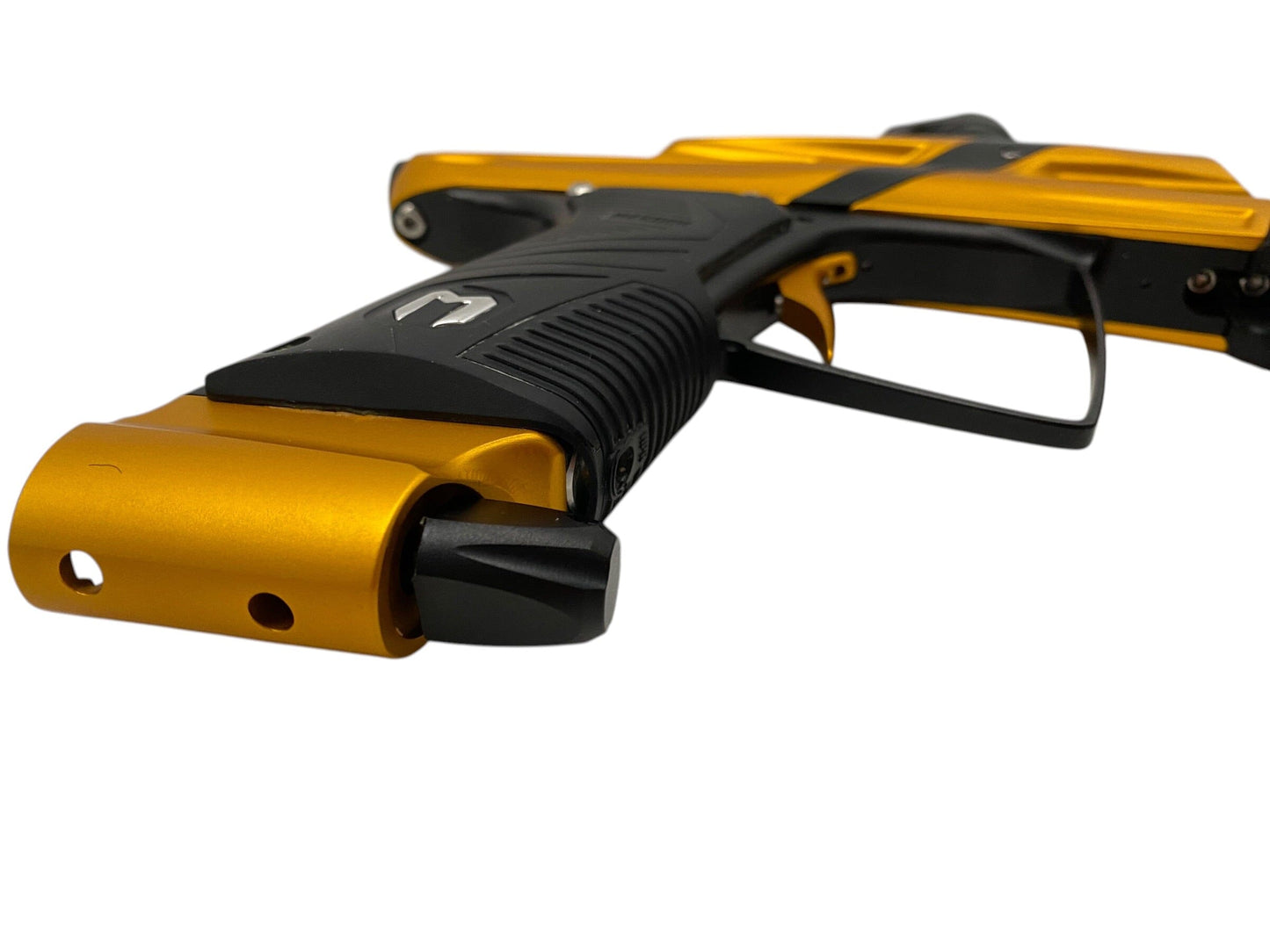 Used MacDev Cyborg 6 Gold/Black Paintball Gun Paintball Gun from CPXBrosPaintball Buy/Sell/Trade Paintball Markers, New Paintball Guns, Paintball Hoppers, Paintball Masks, and Hormesis Headbands