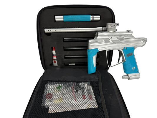 Used MacDev Cyborg 6 Paintball Gun Silver Paintball Gun from CPXBrosPaintball Buy/Sell/Trade Paintball Markers, New Paintball Guns, Paintball Hoppers, Paintball Masks, and Hormesis Headbands