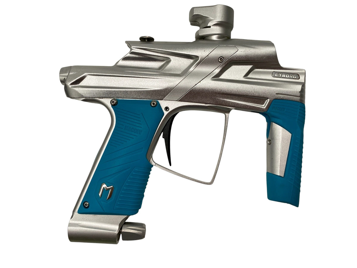 Used Macdev Cyborg 6 Paintball Gun Silver Paintball Gun from CPXBrosPaintball Buy/Sell/Trade Paintball Markers, New Paintball Guns, Paintball Hoppers, Paintball Masks, and Hormesis Headbands
