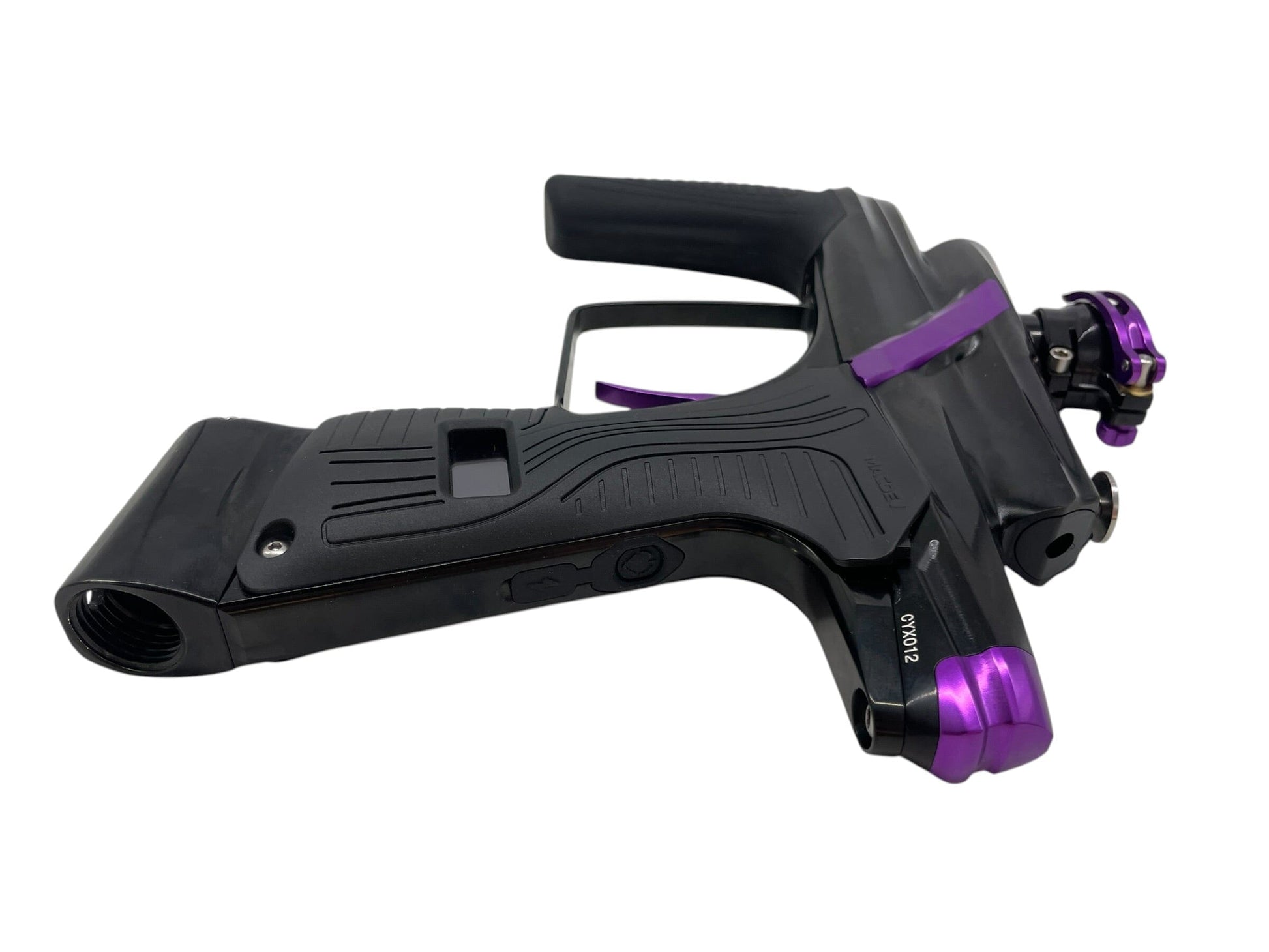 Used Macdev Cyborg X Limited Edition Black/Purple Paintball Gun MINT Paintball Gun from CPXBrosPaintball Buy/Sell/Trade Paintball Markers, New Paintball Guns, Paintball Hoppers, Paintball Masks, and Hormesis Headbands