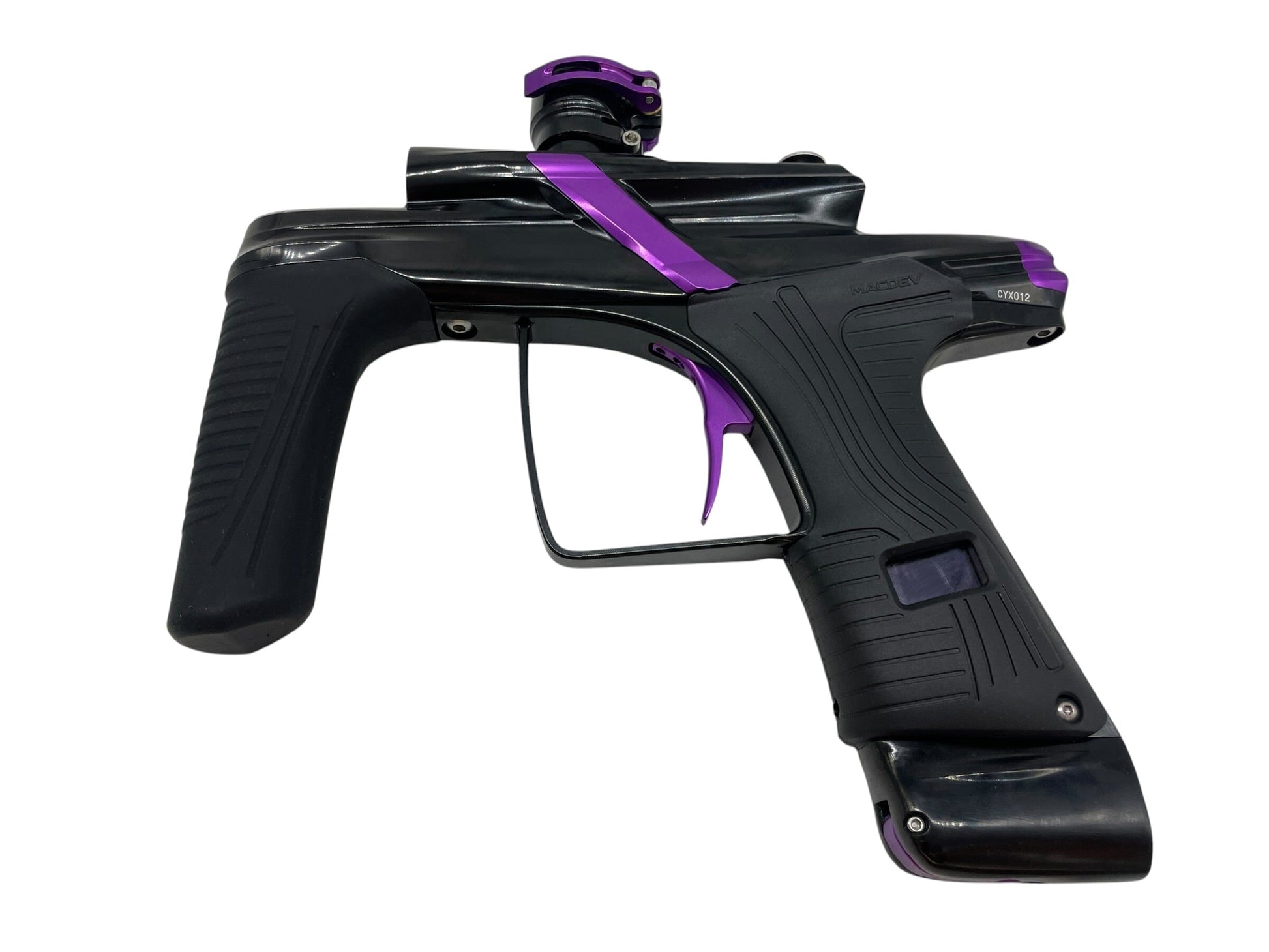 Used Macdev Cyborg X Limited Edition Black/Purple Paintball Gun MINT Paintball Gun from CPXBrosPaintball Buy/Sell/Trade Paintball Markers, New Paintball Guns, Paintball Hoppers, Paintball Masks, and Hormesis Headbands