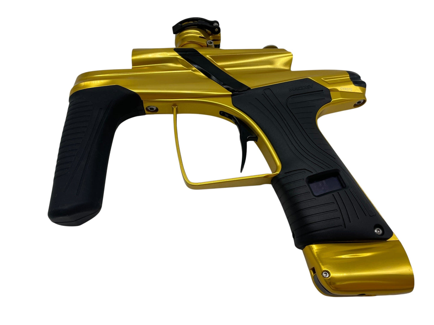 Used Macdev Cyborg X Limited Edition Gold/Black Paintball Gun MINT Paintball Gun from CPXBrosPaintball Buy/Sell/Trade Paintball Markers, New Paintball Guns, Paintball Hoppers, Paintball Masks, and Hormesis Headbands