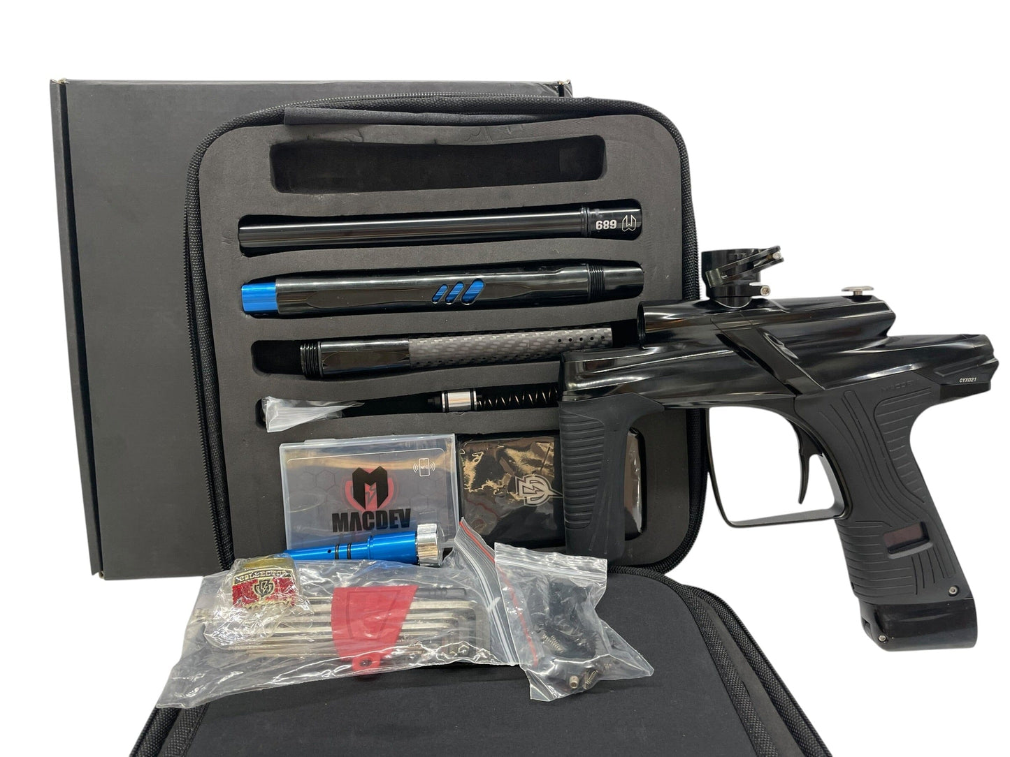 Used Macdev Cyborg X Limited Edition Midnight Paintball Gun Paintball Gun from CPXBrosPaintball Buy/Sell/Trade Paintball Markers, New Paintball Guns, Paintball Hoppers, Paintball Masks, and Hormesis Headbands