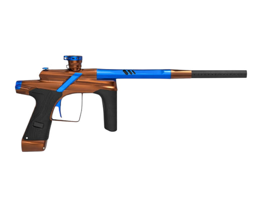 Used Macdev Cyborg X Limited Edition Paintball Gun Desert (Dust Bronze/Blue)COLOR SWAP Paintball Gun from CPXBrosPaintball Buy/Sell/Trade Paintball Markers, New Paintball Guns, Paintball Hoppers, Paintball Masks, and Hormesis Headbands