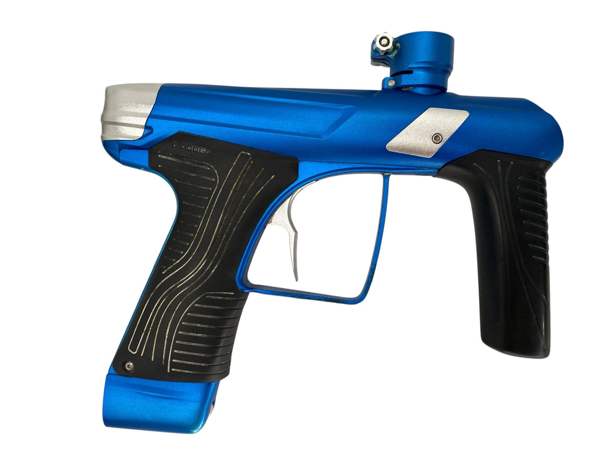 Used MACDEV DRD Blue/Silver Paintball Gun Paintball Gun from CPXBrosPaintball Buy/Sell/Trade Paintball Markers, New Paintball Guns, Paintball Hoppers, Paintball Masks, and Hormesis Headbands
