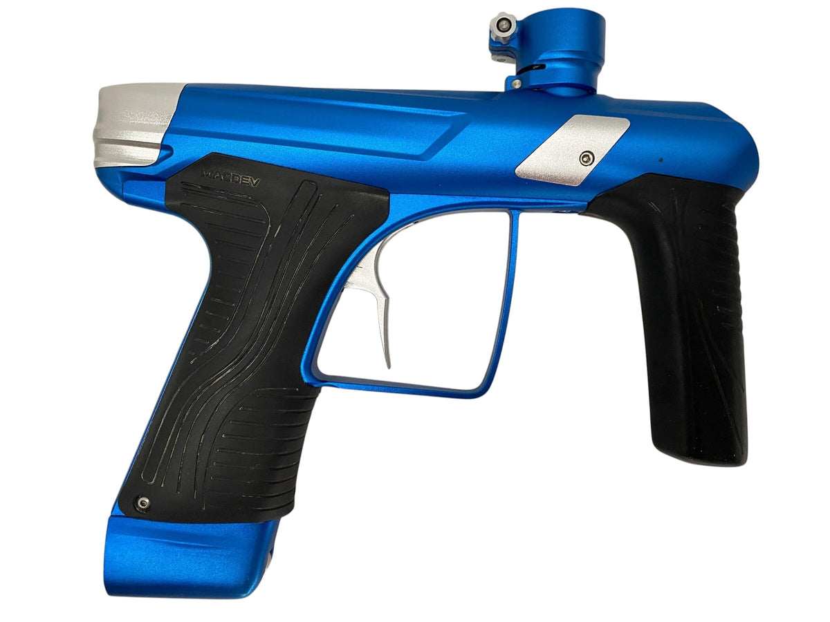 Used MACDEV DRD Blue/Silver Paintball Gun Paintball Gun from CPXBrosPaintball Buy/Sell/Trade Paintball Markers, New Paintball Guns, Paintball Hoppers, Paintball Masks, and Hormesis Headbands